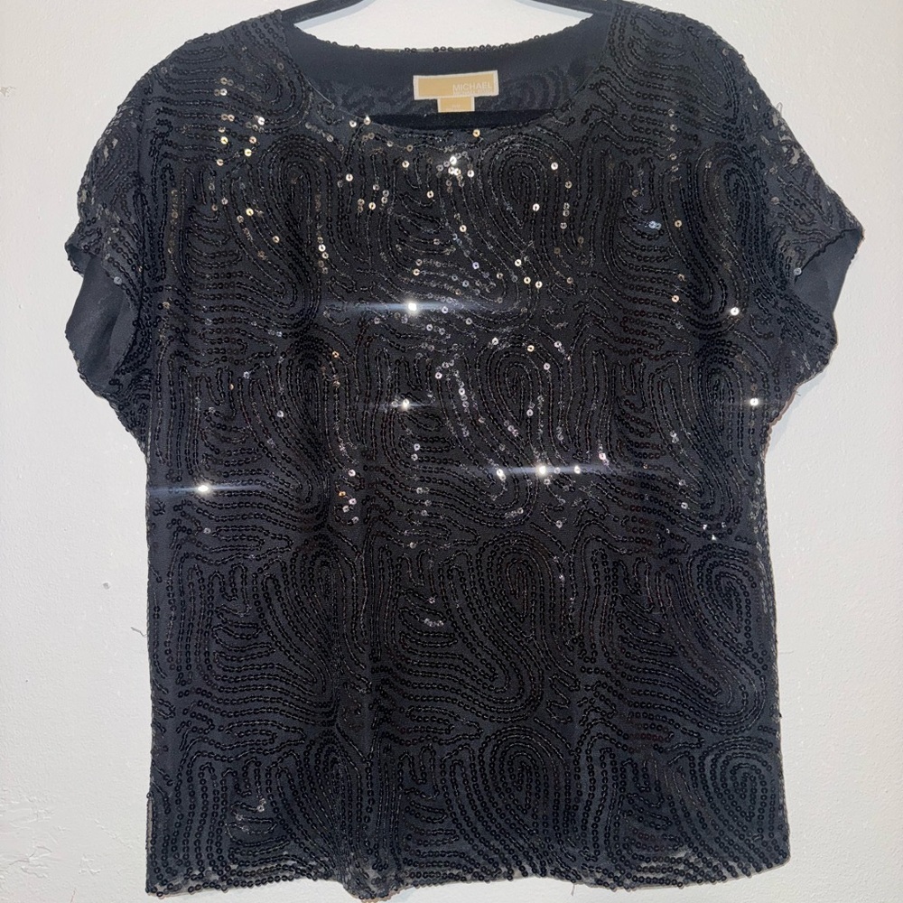 Black Sequin Blouse